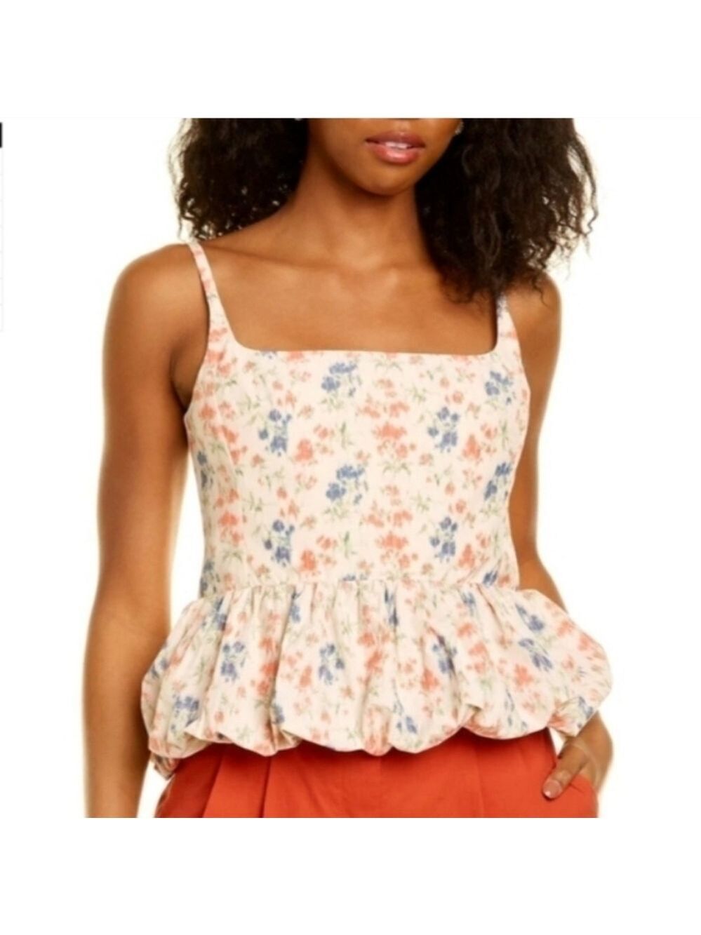 Rebecca Taylor Women's Emma Cami In Floral Watercolor Bubble Hem Size 8